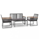 Cumpara ieftin Set mobilier relaxare gradina, 4 piese cu perne, negru, otel