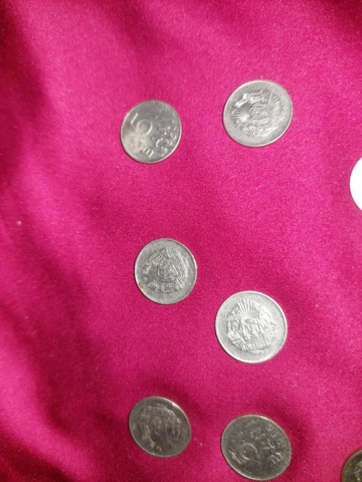 moneda/monezi vechi circulate Rom&acirc;nia 5 bani 1975,10 monezi Romanesti colectie, Moneda - Romania - 5 bani 1966 nichel