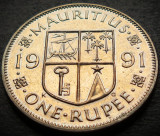 Cumpara ieftin Moneda exotica 1 RUPIE - MAURITIUS, anul 1991 * cod 3958, Africa