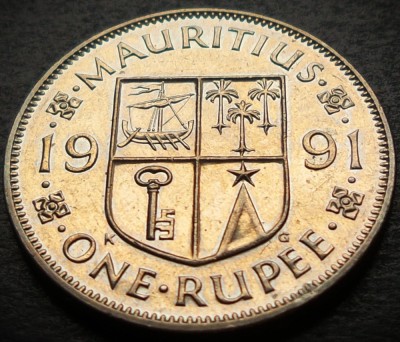 Moneda exotica 1 RUPIE - MAURITIUS, anul 1991 * cod 3958 foto