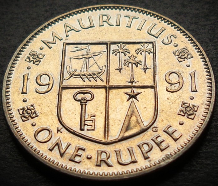 Moneda exotica 1 RUPIE - MAURITIUS, anul 1991 * cod 3958