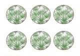Set 6 farfurii pentru servire din portelan cu design Frunze tropicale, 19 cm, Oem