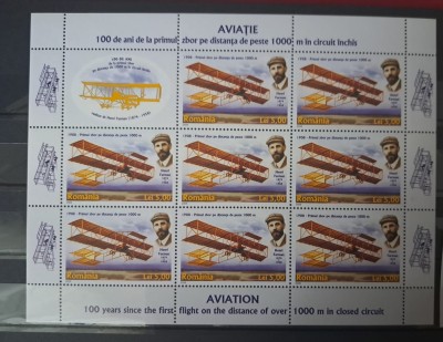 Aviație, avioane, 100 de ani de la primul zbor pe distanță de 1000m, 2008, coala, LP 1793b foto