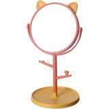 Oglina Cosmetica cu Picior, din Plastic Portocaliu/Galben