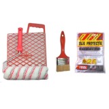 Cumpara ieftin Set accesorii pentru zugravit - rola cu gratar, pensula, folie, Artool