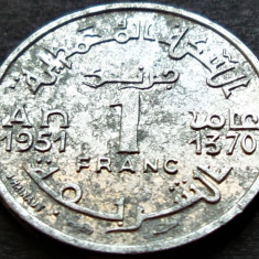 Moneda istorica 1 FRANC - MAROC, anul 1951 * cod 467 B = protectorat Francez