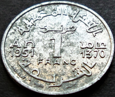Moneda istorica 1 FRANC - MAROC, anul 1951 * cod 467 B = protectorat Francez foto