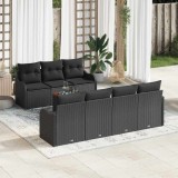 Set de Canapea de Grădină 8 pcs Negru Canapea pentru 4 Persoane