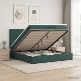 Cumpara ieftin Pat ottoman cu saltea Verde inchis 140 x 200 cm Catifea
