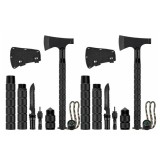 Cumpara ieftin Set 2 x Topor multifunctional cu 6 piese DEPOX&reg; , Amnar/Fluier /Cuțit/Busola , 43.5 cm , Aluminiu