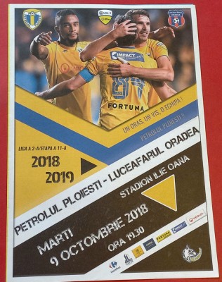 Program meci fotbal PETROLUL PLOIESTI - LUCEAFARUL ORADEA (09.10.2018) foto