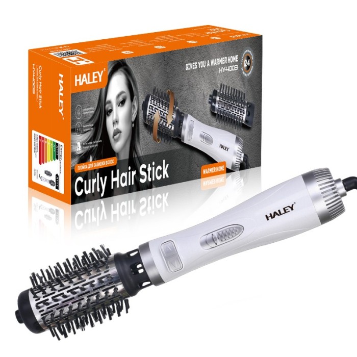 Perie Rotativa HALEY 1000W &ndash; Doua Perii Interschimbabile, protectie pentru Firul de Par, invelis Ceramic