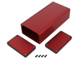 Carcasă aluminiu roșu cu panou 78x160x43 mm