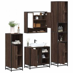 vidaXL Set de mobilier de baie din 4 piese din lemn de stejar maro 3301239