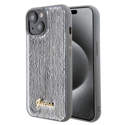 Husa pentru iPhone 15 / iPhone 14 / iPhone 13 - Sequin Script Metal (GUHCP15SPSFDGSS) - Silver foto