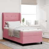 vidaXL Pat cu arcuri cu saltea cu headboard Roz 90 x 200 cm Catifea