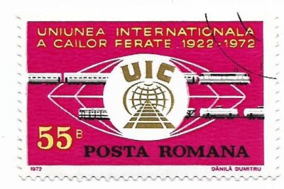 Romania (421) - 50 de ani de la infiintarea /uniunii Internationale a Cailor Ferate, 1972 - obliterata foto
