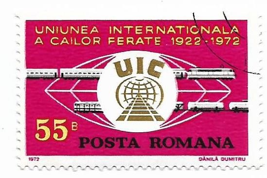 Romania (421) - 50 de ani de la infiintarea /uniunii Internationale a Cailor Ferate, 1972 - obliterata