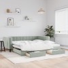 VidaXL Pat de zi cu extensie și sertare gri deschis 100x200 cm catifea 3196746