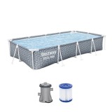 Piscina structura metalica, dreptunghiulara, cu filtru si pompa, gri, 366x201x66 cm, Bestway Power Steel GartenVIP DiyLine