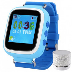 Ceas Smartwatch cu GPS Copii iUni Kid90, Telefon incorporat, Buton SOS, Bluetooth, LCD 1.44 Inch, Albastru + Boxa Cadou foto