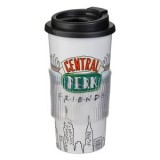 Pahar din plastic cu design Friends, 290ml, capac negru, CMCLASS