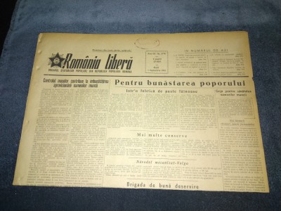 ZIARUL ROMANIA LIBERA 1 SEPTEMBRIE 1953 foto