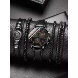 Set pentru Barbati Ceas si 4 Bratari, Negru- 54724, Inovius