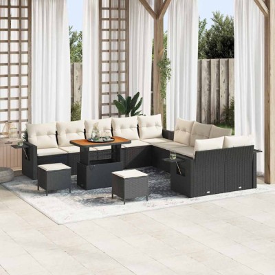 vidaXL Set de canapele pentru grădină 13 pcs Negru Rattan poli foto