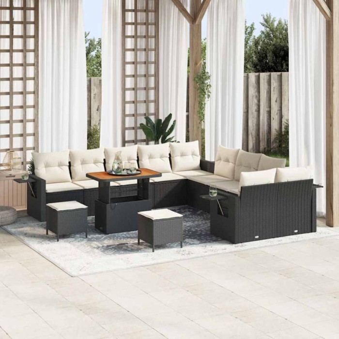 vidaXL Set de canapele pentru grădină 13 pcs Negru Rattan poli
