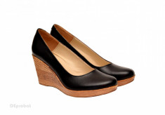 Pantofi negri dama eleganti - casual din piele naturala cod P162 foto