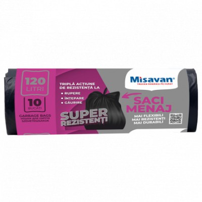 Saci menajeri Misavan 120L, 10 buc/set, negru foto
