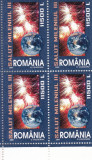 ROMANIA 2001 LP 1539 SALUT MILENIUL III BLOC DE 4 TIMBRE MNH, Nestampilat