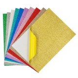 Hartie gumata autoadeziva colorata cu sclipici pentru activitati crafts A4,2mm,10 coli set