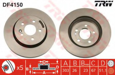 Disc frana MERCEDES M-CLASS (W163) (1998 - 2005) TRW DF4150 foto