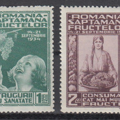 ROMANIA 1934 LP 109 SAPTAMANA FRUCTELOR SERIE MNH