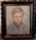 OLEJNIK JANKA- PICTORITA-ARTISTA MAGHIARA- PORTRET DE BAIAT - PASTEL -1925