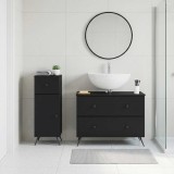 Cumpara ieftin Set de dulapuri pentru baie, 2 piese BREDA Negru Lemn prelucrat