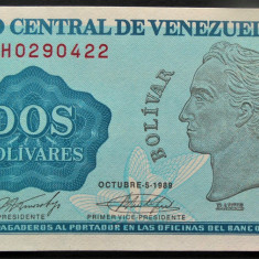BANCNOTA EXOTICA 2 BOLIVARES - VENEZUELA, anul 1989 *cod 550 = UNC