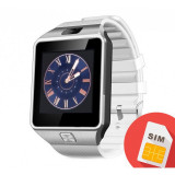 Smartwatch Mtk DZ09 cu Bluetooth si Camera Foto, Compatibil SIM si MicroSD Alb, U-Watch