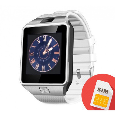 Smartwatch Mtk DZ09 cu Bluetooth si Camera Foto, Compatibil SIM si MicroSD Alb foto