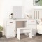 vidaXL Set de masă de toaletă cu oglindă, alb, lemn masiv de pin 3107835