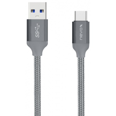 Cablu Date si Incarcare USB la USB Type-C Nevox 1457, USB 3.1, 1 m, Gri TC-1457 foto