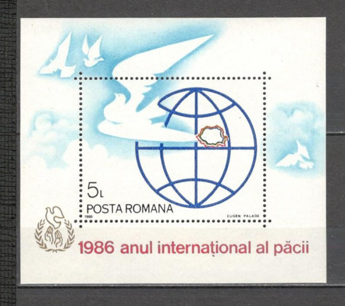Romania.1986 Anul international al pacii-Bl. YR.836