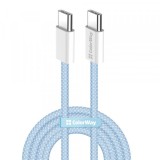 Cablu Date si Incarcare USB-C - USB-C ColorWay CW-CBPDCC06, 60W, 1m, Albastru