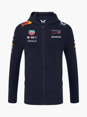 Red Bull Racing hanorac de bărbați cu glugă official Teamline Replica zip navy F1 Team 2025 - L foto