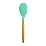 Spatula YJJY06, silicon + lemn, verde, 31.7 x 6.6 cm
