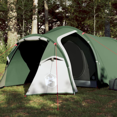 vidaXL Cort de camping 3 persoane, verde, 370x185x116 cm, tafta 185T foto
