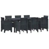 vidaXL Set de masă pentru grădină 9 pcs Antracit Polipropilenă 3378573