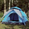 Cort de camping cupolă 4 persoane, setare rapidă, albastru
